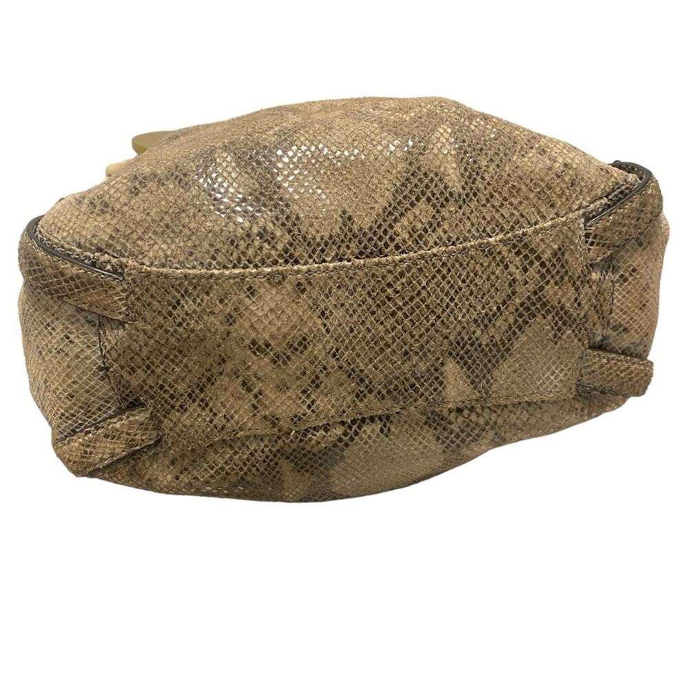 Michael Kors Beige Python Effect Leather and Suede Bedford Hobo Purse Tote Bag - Picture 7 of 16